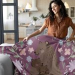 Personalized Love You Lots Mama Bear Floral Soft Throw Blanket with 1-6 Names and Text Home Decor Mother's Day Birthday Gift for Mom Grandma
