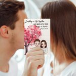 Personalized Love Tree Heart Gesture Cartoon Character Building Brick Puzzles with Name and Date Valentine's Day Anniversary Gift for Couple