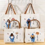 Sac en toile avec nom et poignée en cuir Accessoires de voyage Cadeau d'anniversaire pour femmes