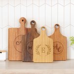 Personalized Engraved Initial Wood Cutting Board with Handle and Name Home Decor Made in USA Wedding Christmas Gift for Family Friends