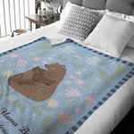 Personalized Love You Lots Mama Bear Floral Soft Throw Blanket with 1-6 Names and Text Home Decor Mother's Day Birthday Gift for Mom Grandma