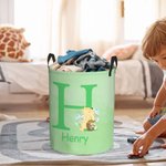 Personalized Classic Winnie the Pooh Initial Waterproof Laundry Storage Basket with Name and Handle Nursery Decor Birthday Gift for Kids
