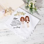 Personalized Soft Cartoon Mom Bride 100% Cotton Handkerchief with Name Desk Decor Souvenir Wedding Gift for Mother