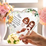 Gepersonaliseerde Cartoon Bruid en Moeder Karakters Bloemen Hart Acryl Plaquette met Naam Home Decor Bruids Douche Cadeau voor Bruid Moeder