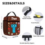 Personifierad söt tecknad bokstav bärbar isolerad lunchväska med namn och nätficka Tillbaka till skolan picknick födelsedagspresent för pojkar flickor