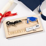 Personalisierte Graduation Cap Scroll hölzerne Geldhalter mit eingraviertem Namen und Jahr Geschenk für Klasse von 2025 Absolventen