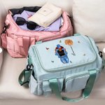 Personalized Cartoon Fashion Girl Birth Flower Multi-compartment Travel Bag with Name and Shoulder Strap Travel Essentials Birthday Gift for Women