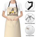 Tablier personnalisé Bonsai Gardening Cartoon Character avec nom Cadeau de fête des mères Cadeau d'anniversaire pour les femmes passionnées de jardinage