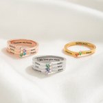 Personalized 1-8 Birthstones Ring with Engraved Name Dainty Jewelry Birthday Mother's Day Gift for Mom Grandma