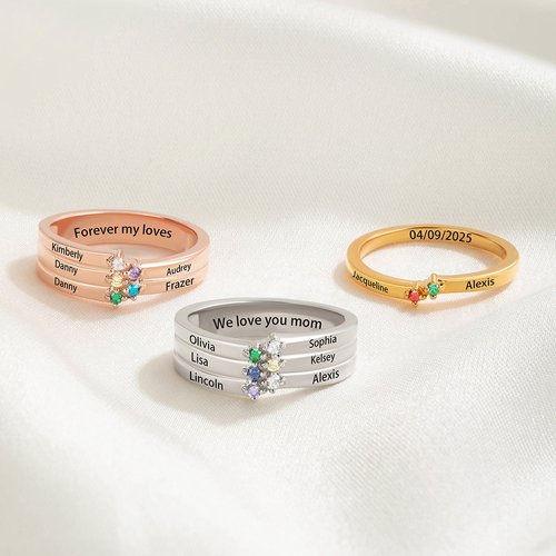 Personalized Birthstone Family Tree Ring With Birthstones MYKA
