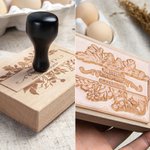 Timbro in legno per scatole di cartone per uova personalizzato con incisione del testo e impugnatura branding fattoria regalo per famiglia e amici