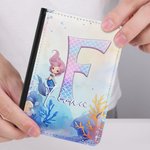 Personalized Fantasy Mermaid Princess Underwater World Leather Passport Holder with Name and Initial Travel Essential Birthday Gift for Mermaid Lovers
