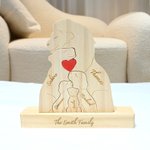 Personalized Warm Hug Lion Family Wooden Puzzle with Red Heart and 2-7 Names Desk Decor Mother's Day Birthday Anniversary Gift for Family