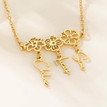 Personalized Birth Flower Necklace with 1-8 Names Woman Jewelry Birthday Mother's Day Anniversary Gift for Mom Grandmother
