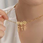 Personalized Birth Flower Necklace with 1-8 Names Woman Jewelry Birthday Mother's Day Anniversary Gift for Mom Grandmother