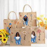 Personalisierte Cartoon Mode Mädchen Geburt Blume große Jute Tragetasche mit Namen Reisen wesentliche Geburtstag Geschenk für Frauen