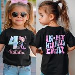Personalizzato In My Mermaid Era Kid T-shirt Felpa con cappuccio con nome età regalo di compleanno per le ragazze amanti delle sirene