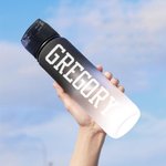 Personalized Cartoon Basketball Character Name Gradient Sports Water Bottle with Flip Top Lid and Strap Birthday Gift for Gym Fitness Basketball Lover