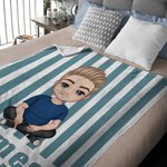 Couverture personnalisée à rayures en forme de personnage de dessin animé avec nom Cadeau d'anniversaire pour les garçons, les filles et la famille