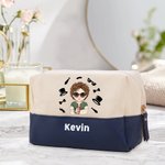 Trousse de Toilette Personnalisée avec Nom Personnage Accessoire de Grande Capacité Cadeau d'Anniversaire Fête des Pères pour Homme