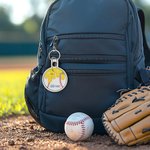 Personalized Ice Cream Baseball Soccer Softball Bag Tag Keychain with Embroidered Text Backpack Accessories Birthday Gift for Sport Lovers