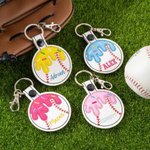 Personalized Ice Cream Baseball Soccer Softball Bag Tag Keychain with Embroidered Text Backpack Accessories Birthday Gift for Sport Lovers