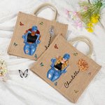 Personalisierte Cartoon Mode Mädchen Geburt Blume große Jute Tragetasche mit Namen Reisen wesentliche Geburtstag Geschenk für Frauen
