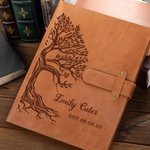 Personalized Family Tree of Life PU Leather A5 Notebook Cover with Name Text Stationery Storage Mother's Day Birthday Anniversary Gift for Family