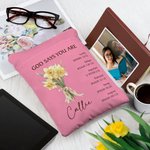 Personalized Birth Flower Bouquet Bible Verse Book Sleeve Protector with Zipper and Pocket Birthday Religious Gift for Reading Lovers Christian