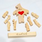 Personalized Cute Love Hug Bear Family Wooden Puzzle with Base and 2-9 Names Desk Decoration Birthday Anniversary Gift for Family