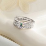 Personalisierter 1-8 Geburtssteine Ring mit Eingravierten Namen Zierlicher Schmuck Geburtstag Muttertag Geschenk für Mama Oma