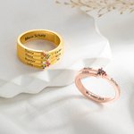 Personalisierter 1-8 Geburtssteine Ring mit Eingravierten Namen Zierlicher Schmuck Geburtstag Muttertag Geschenk für Mama Oma