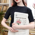 Personalized Birth Flower Bouquet Bible Verse Book Sleeve Protector with Zipper and Pocket Birthday Religious Gift for Reading Lovers Christian