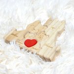 Personalized Wooden Cat Family Red Heart Puzzle  with 2-5 Names Desk Decor Birthday Anniversary Gift for Family