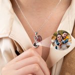 Personalized Dainty Micro-carved Eternal Love Flower Photo Projection Necklace Woman Jewelry Birthday Anniversary Gift for Women