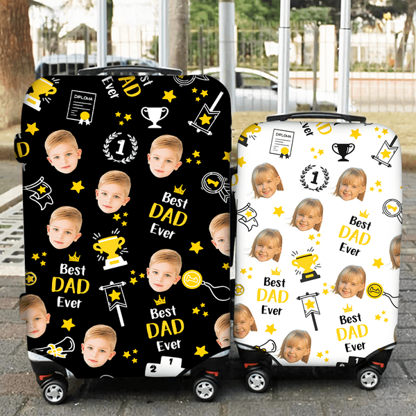 Personalized Best Mom Dad Ever Character Portrait Photo 18-32 Inches Luggage Cover with Nickname Mother's Day Father's Day Birthday Gift for Mom Dad