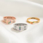 Personalisierter 1-8 Geburtssteine Ring mit Eingravierten Namen Zierlicher Schmuck Geburtstag Muttertag Geschenk für Mama Oma