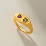 Personalized  Birthstones Signet Ring Dainty Jewelry Birthday Anniversary Mother's Day Gift for Women