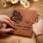 Personalized Family Tree of Life PU Leather A5 Notebook Cover with Name Text Stationery Storage Mother's Day Birthday Anniversary Gift for Family