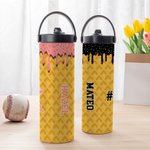 Personalisierte Hitting The Ball Melting Ice Cream 20 oz Sport Wasserflasche mit Namen und Griff Geburtstag Geschenk für Baseball Softball-Liebhaber