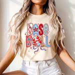Personalized Multicolor Baseball Bow Coquette T-shirt Sweatshirt with Text Mother's Day Birthday Gift for Mom Baseball Lover