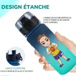 Gobelet Personnalisé avec Personnage et Nom Bouteille avec Couvercle Rabattable Cadeau Anniversaire pour Amateurs de Football