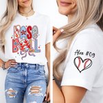 Personalized Multicolor Baseball Bow Coquette T-shirt Sweatshirt with Text Mother's Day Birthday Gift for Mom Baseball Lover