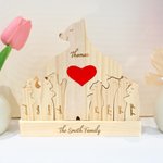 Personalized Cute Love Hug Bear Family Wooden Puzzle with Base and 2-9 Names Desk Decoration Birthday Anniversary Gift for Family
