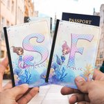 Personalized Fantasy Mermaid Princess Underwater World Leather Passport Holder with Name and Initial Travel Essential Birthday Gift for Mermaid Lovers