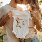 Personalized Well Hello There Classic Winnie the Pooh 100% Cotton Baby Bib Bodysuit Jumpsuit with Name Coming Outfit Baby Shower Gift for Newborns