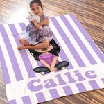 Couverture personnalisée à rayures en forme de personnage de dessin animé avec nom Cadeau d'anniversaire pour les garçons, les filles et la famille