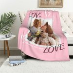 Coperta morbida personalizzata con collage di 1-4 foto e testo multicolore compleanno festa della mamma regalo per famiglia