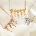 Personalized Birth Flower Necklace with 1-8 Names Woman Jewelry Birthday Mother's Day Anniversary Gift for Mom Grandmother