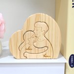 Personalized Warm Hug Family Wooden Heart Puzzle with 2-5 Names Desk Decoration Mother's Day Birthday Anniversary Gift for Family Couple